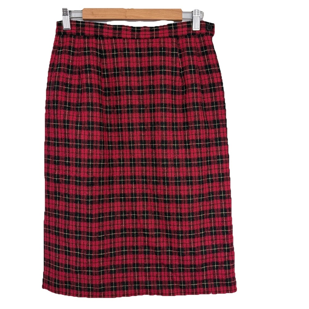 Pendleton‎ Classic Wool Plaid Skirt Red Black Tartan Holiday Workwear 8